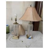 (2) Glass Crystal Brass Table Lamps