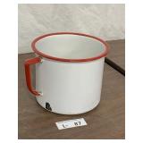 Large White & Red Enamelware Mug