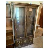 Wood Glass Door Gun Cabinet w/Key