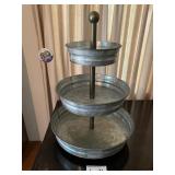 3-Tier Galvanized Metal Serving Tray