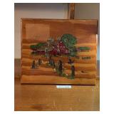 Wood Hand Painted Wall Clock Farm Scene