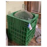 5 Gallon Glass Water Bottle in Plastic Crate