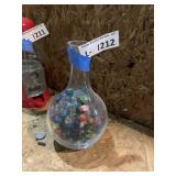 Decorative Glass Vase of Marbles