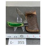 Damscus Style Folding Knife & Sheath