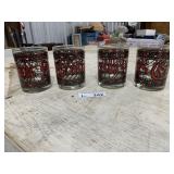 Vintage "Seasons Greetings" Stainedglass Glasses