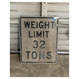 Retired Road Sign 'Weight Limit 32 Tons'