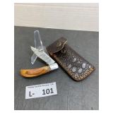 Damascus Style Knife & Sheath