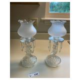 (2) Vintage Glass Boudoir Candle Sticks