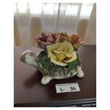 Capodimonte Porcelain Floral Turtle