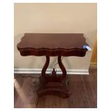 Vintage Lyre Based Flip Top Game Accent Table