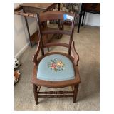 Victorian Style Wooden Needlepoint Arm Chair