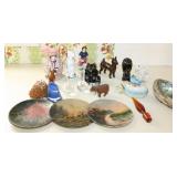 Box Lot of Figurines, Paper Weights, Clay Animals