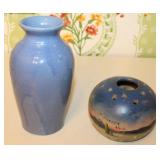 Blue Pottery Vase & Southwestern Decorated Vase/Bl