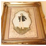 Vintage Textile Art Fabric Picture American Revolr