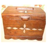 Vintage Handcrafted Navy Box with Metal Inlay