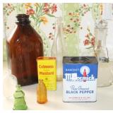Vintage Kitchen Spice Tin, Collector Bottles