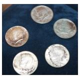 Five Kennedy Half Dollars