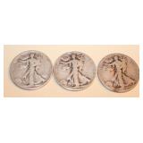 Three Walking Liberty Half Dollar 1936-37