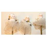 Vintage Set of 3 Japan Tulle Nylon Wire Angel Por