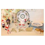 Vintage Christmas Decorations  Deer, Plates, Santa
