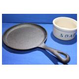 Roseville Soap Dish & Cast Iron Skillet