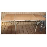 Folding Camp Table and Coleman Cooler