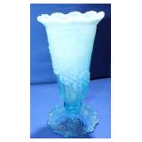 Northwood Blue Opalscent Fluted Vase