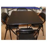 Black Card Table with 4 Matching Chairs