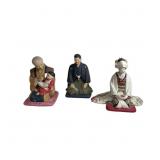 Japan Hakata Urasaki Clay Doll Figurine Set  Of  3