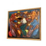 Original Haitian Oil Painting ,,People In Fruit"