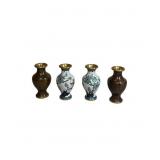 Vtg Lot Of 4 Bud Vases Chinese Cloisonne Enamel