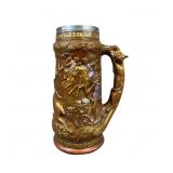German Beer Stein Hunting Scene Fox Handle