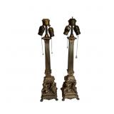 Vtg (2)Brass Table Lamp Hollywood Regency Cherubs