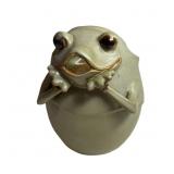 Stunning Green Majolica Pottery Frog Pitcher Vase