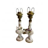 MULLER VOLKSTEDT DRESDEN LACE  PORCELAIN LAMPS