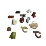 Antique Lot Of 13 Jade Carving Pendants Hetian