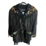 Native American Style Suede Leather Fringe Jacket