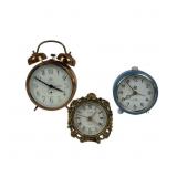 Lot Of 3 Vintage Alarm  Desk Clocks