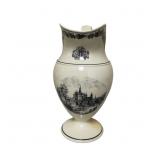 French Pitcher Black Transferware Creil Ewer