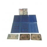 Vintage Lot Of Japan Banknote & US Lincoln Pennies