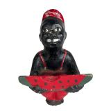 Vintage Concrete Lawn Statue Boy with Watermelon