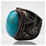 Massive Sterling Silver Turquoise Cabochon Ring