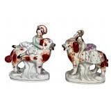 Staffordshire Children Riding Spaniel Figurines