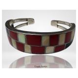 Zuni Sterling Silver Multi-Stone Cuff Bracelet