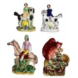 Antique Staffordshire Figurines & Squirrel Spill V