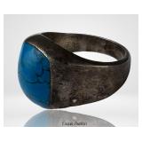 Taxco Sterling Silver Massive Turquoise Ring