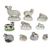Antique 19th C, Staffordshire Ram & Sheep Figurins