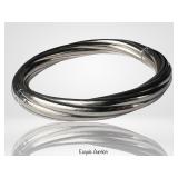 Sterling Silver Twisted Hinged Bangle Bracelet