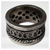 Sterling Silver Spinner Ornate Filigree Band Ring
