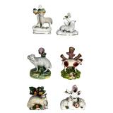 Antique Staffordshire Sheep Spill Vases & Figures